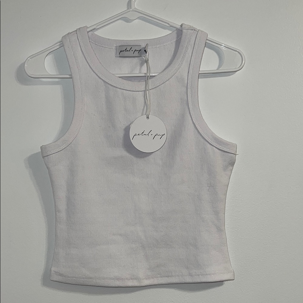 Petal and Pup White Tank Top